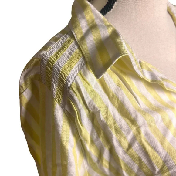 Beach Lunch Lounge Women’s Yellow Striped long sleeve Stretch Waistband Size M - Picture 4 of 13